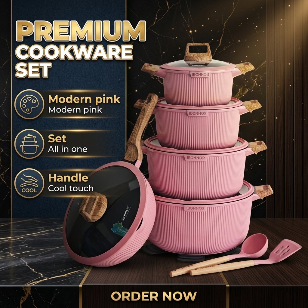 Professional Black Fluted Die Cast Aluminum Cookware Set 15pcs Induction Ready Non-Stick Ceramic Ribbed Pots And Pans For Chef