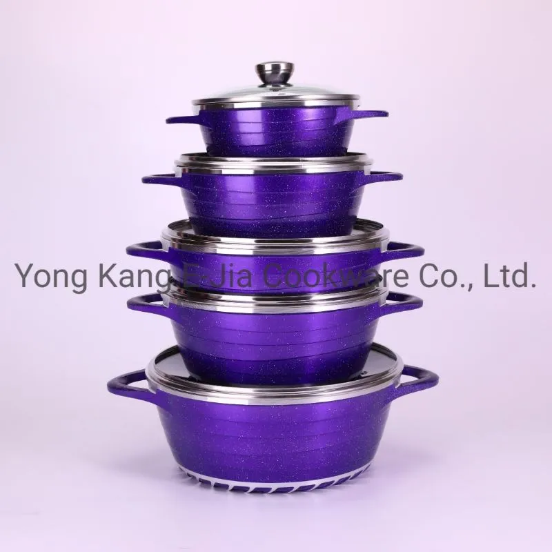 New Design 10 Pieces Set Die Cast Aluminium Casserole Granite Cooking Pot Cookware Sets