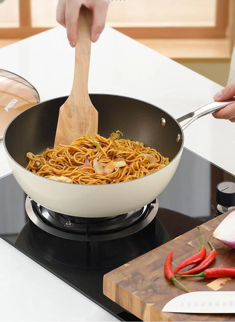 Titanium Alloy Non-Stick Ceramic Frying Pan Flat Steak Pan Induction