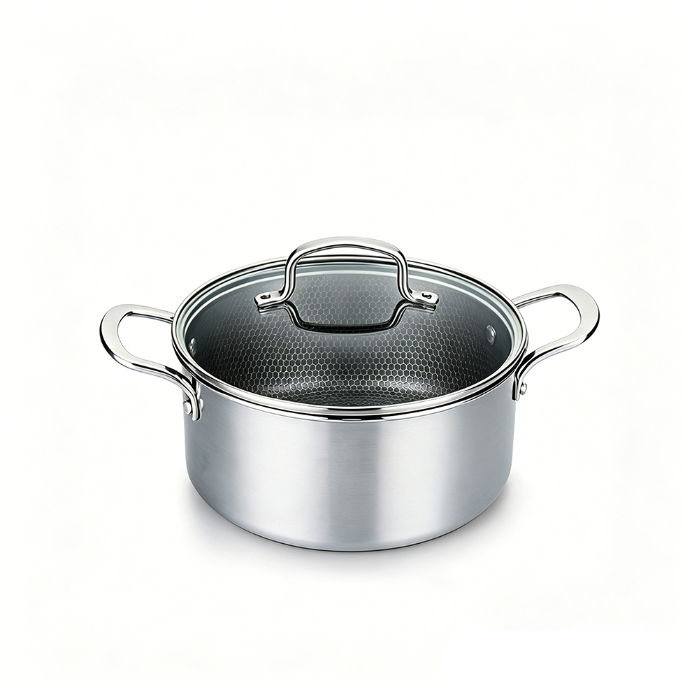 Classic Stainless Steel Cookware Set Casserole Soup Stock Pot Honeycomb Non-Stick Induction Compatible Oven Safe Dishwasher Safe