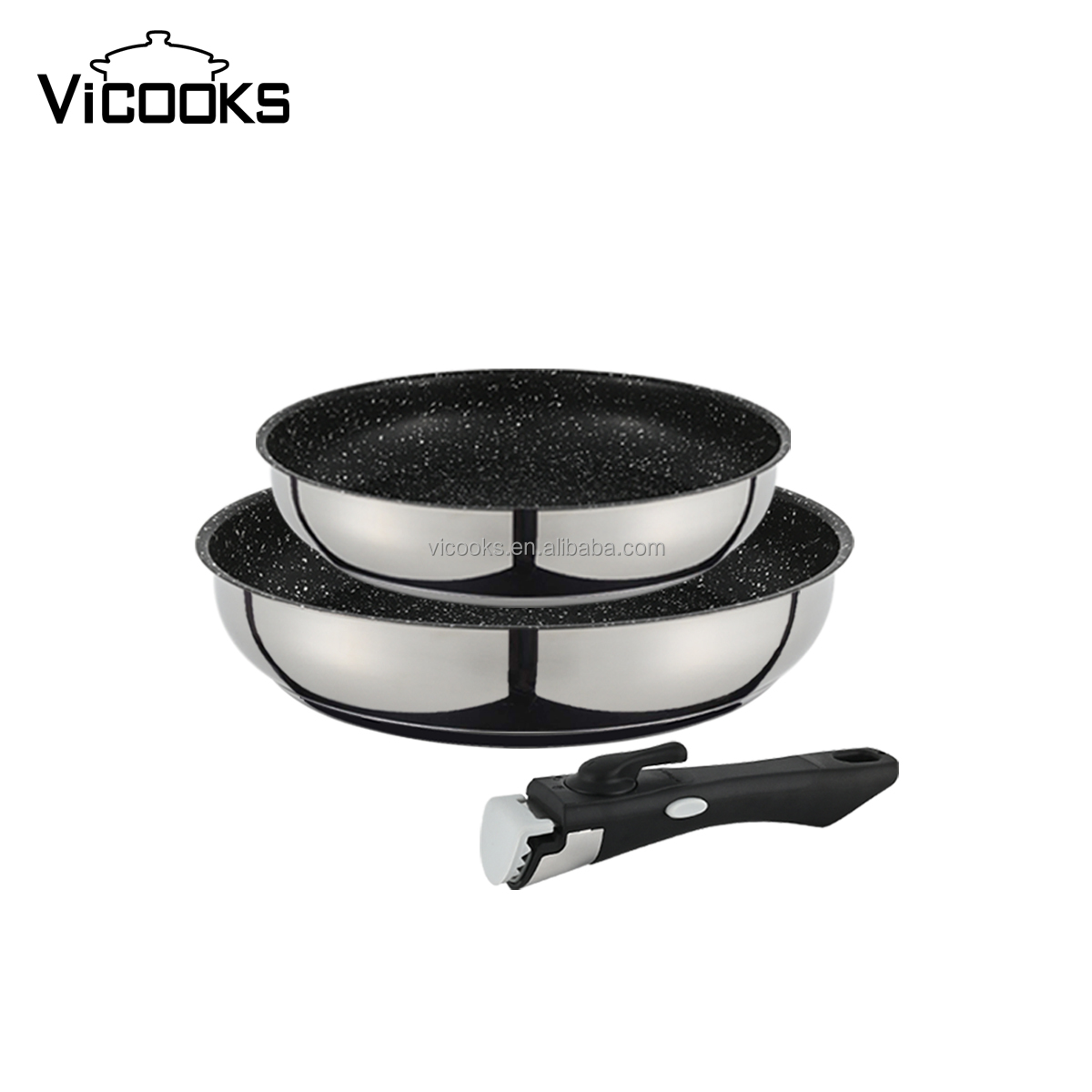 Crofton Cookware Fry Pan Detachable Handle Stainless Steel Pots and Pan Sets