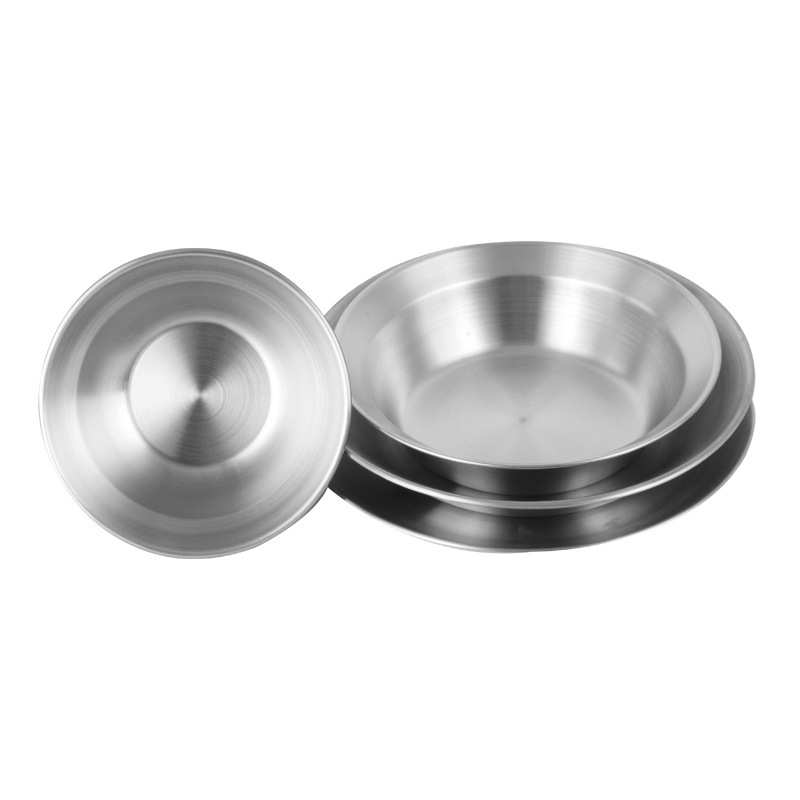 Factory Direct Modern Outdoor Stainless Steel Cookware Set Round Eco-Friendly Durable Bowl and Plate Camping