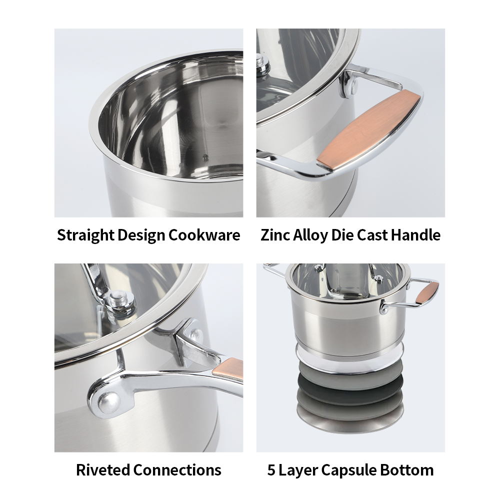 Latest and Most Popular 10 Pcs Stainless Steel Kitchenware Pan and Pot Set Cookware Set Cooking Stackable Pot for Home Cooking
