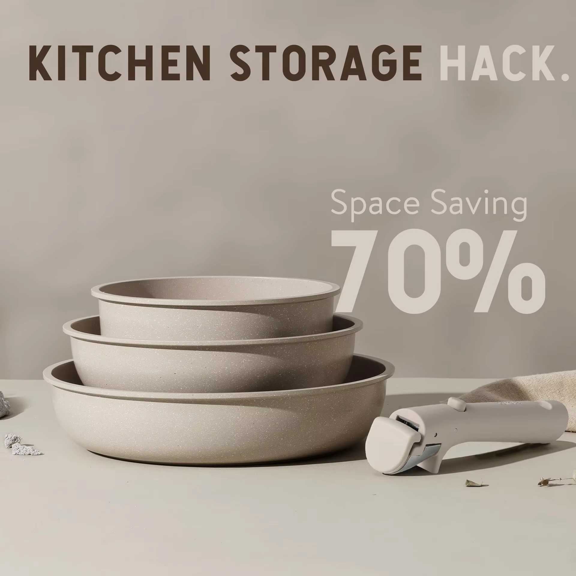 Cost-Effective Space Saving Stackable Cooking Pot Thick Detachable Handle Non-Stick Cookware Set for Kitchen Use