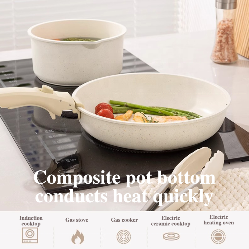 LOVFE 15 PCS High Quality Non Toxic Ceramic Coated Induction Aluminium Camping Pots Cookware Set