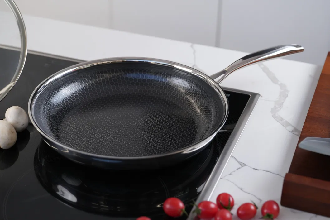 2025 Best Selling Cookware Tri-Ply Stainless Steel Ceramic Non-Stick Honey Comb Frypan Pfoa & Pfas Free