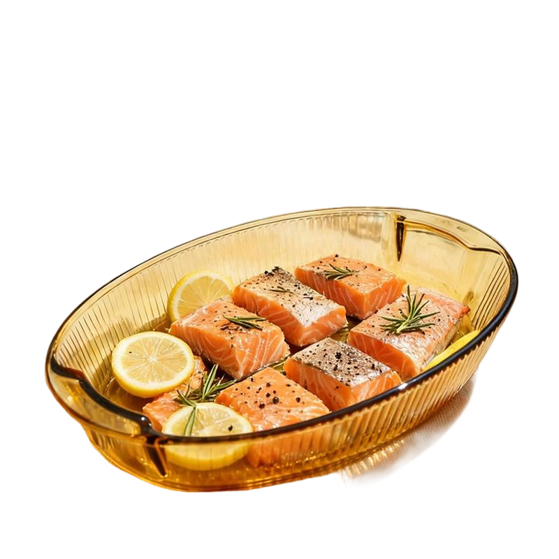 Oven Safe High Borosilicate Clear Oval Amber Glass Baking Dish Set Roasting Pans Eco-Friendly Durable 120 Thermal Shock
