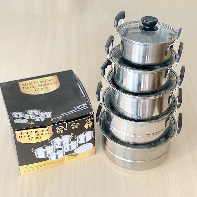 African Bestseller Soup Pot 7PC Nonstick Hard Anodized Cast Aluminum Cookware Set