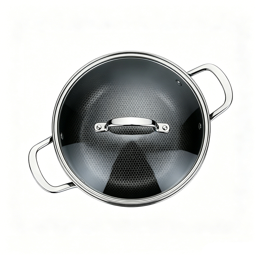 Classic Stainless Steel Cookware Set Casserole Soup Stock Pot Honeycomb Non-Stick Induction Compatible Oven Safe Dishwasher Safe