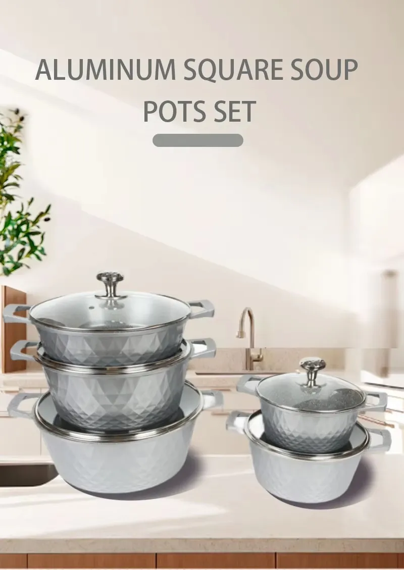 Diamond 10PCS Pots and Pans Set Nonstick Granite Induction Aluminum Cookware Sets