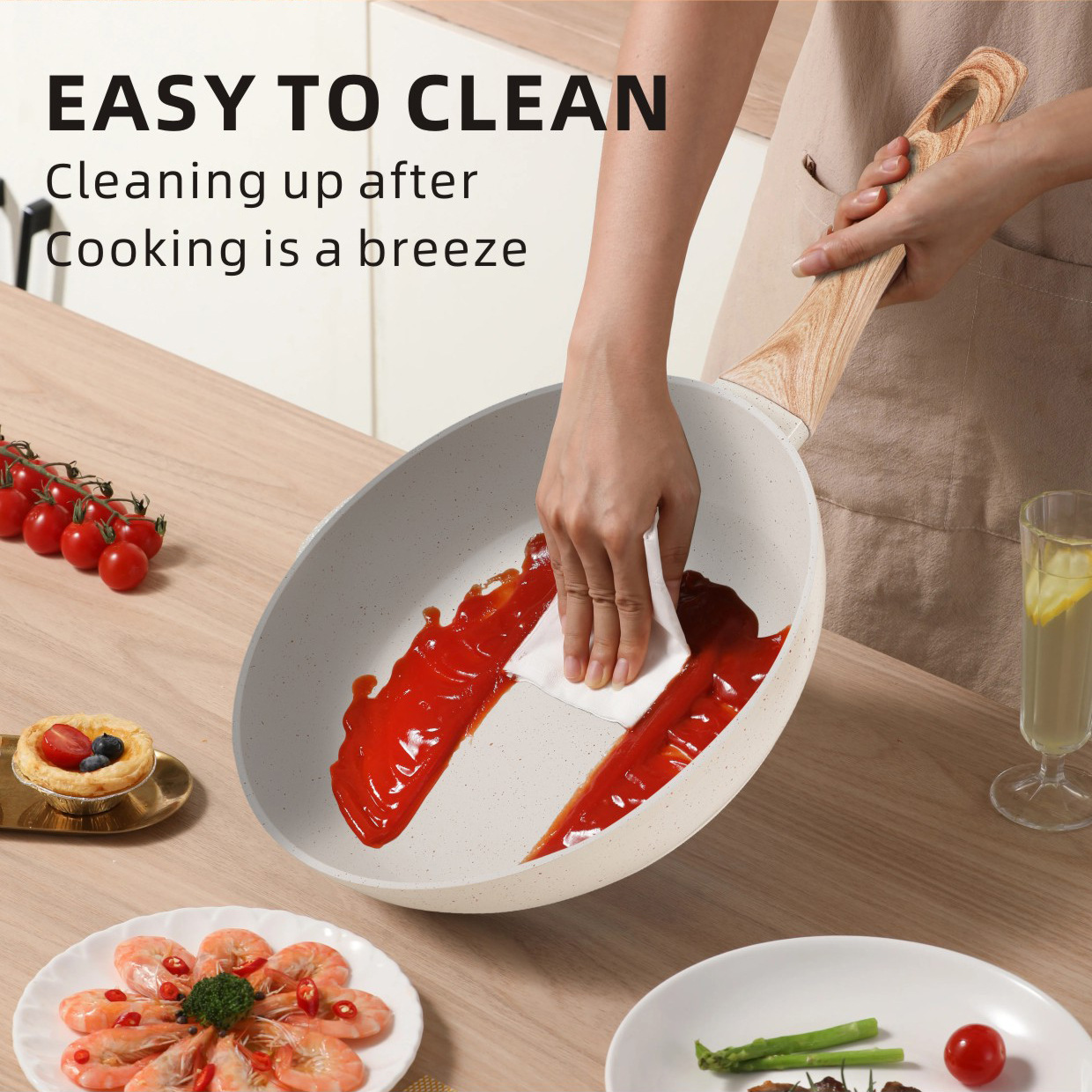 Modern Eco-Friendly 12-Piece Gas Ready Kitchen Cookware Set Dishwasher &amp; Oven Safe Cast Aluminum Pots and Pans Nonstick