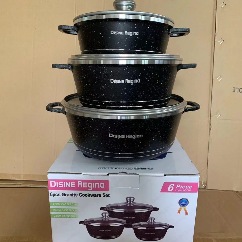 OEM 6PCS Cheap Casserole Non Stick Cook Pot Die-Casting Aluminum Cookware Sets