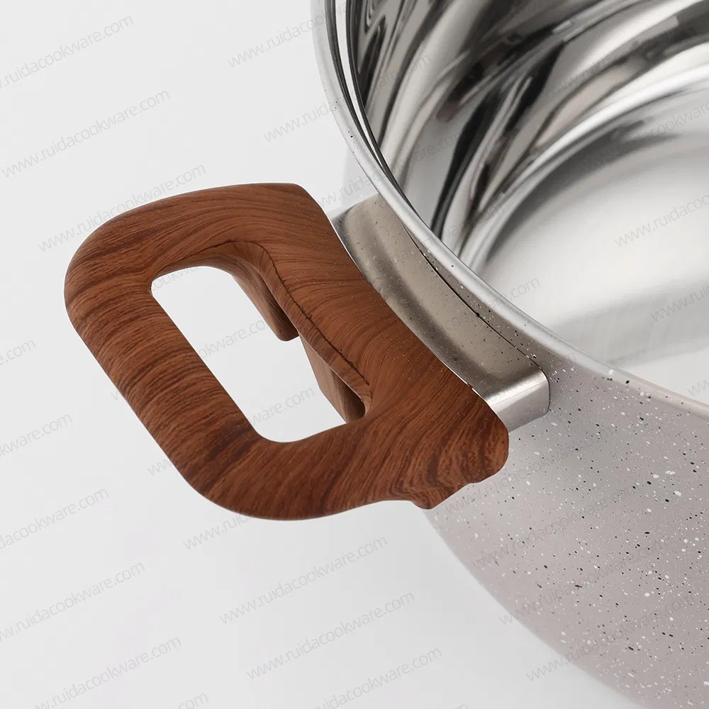 Hot Sale Walnut Handle Induction Bottom Granite Coating Cookware Set