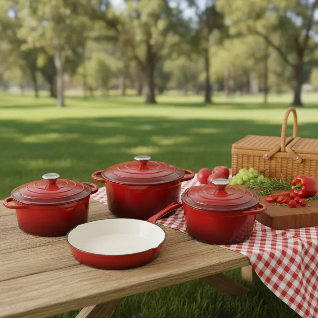 Durable 4-Piece Camping Cookware Set - Oven Safe &amp; Dishwasher Safe