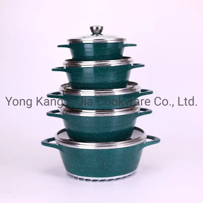 New Design 10 Pieces Set Die Cast Aluminium Casserole Granite Cooking Pot Cookware Sets