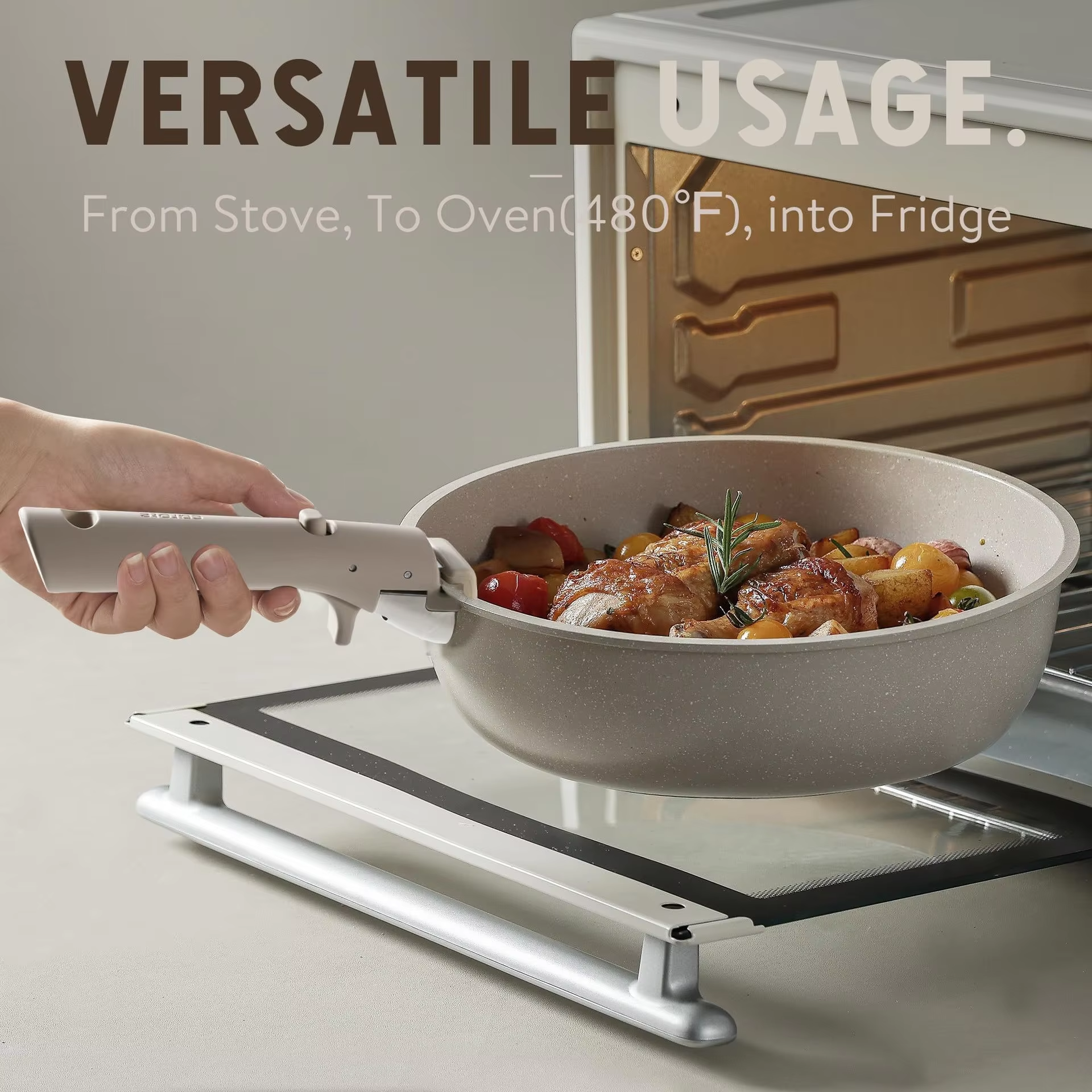 Cost-Effective Space Saving Stackable Cooking Pot Thick Detachable Handle Non-Stick Cookware Set for Kitchen Use