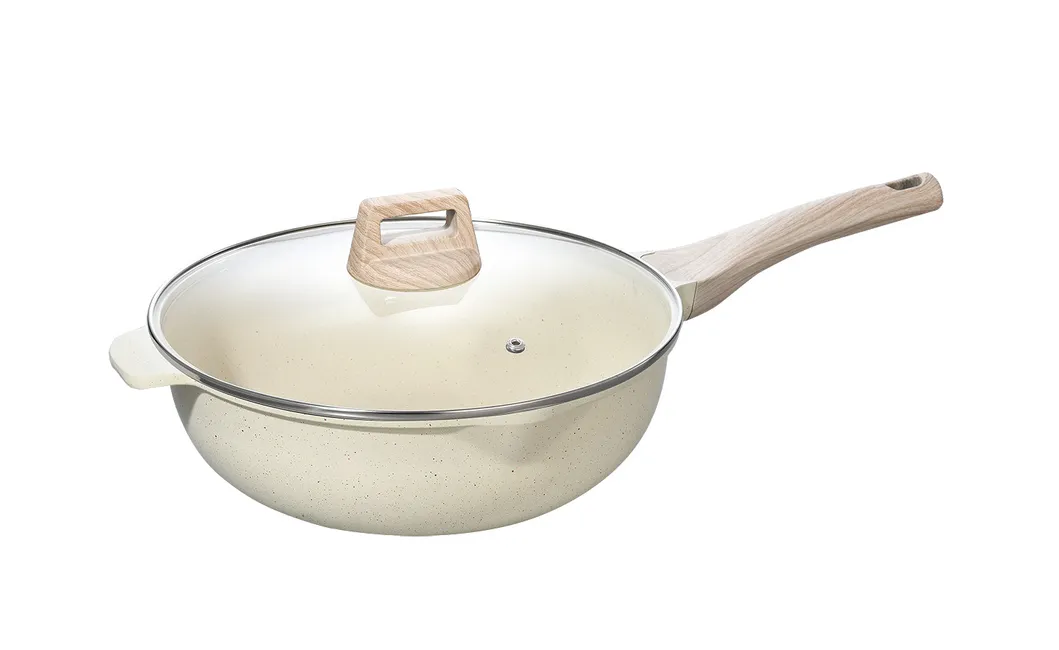 Ceramic White Marble Non-Stick Classic Design Kitchen Ware Casserole Cooking Cookware Set