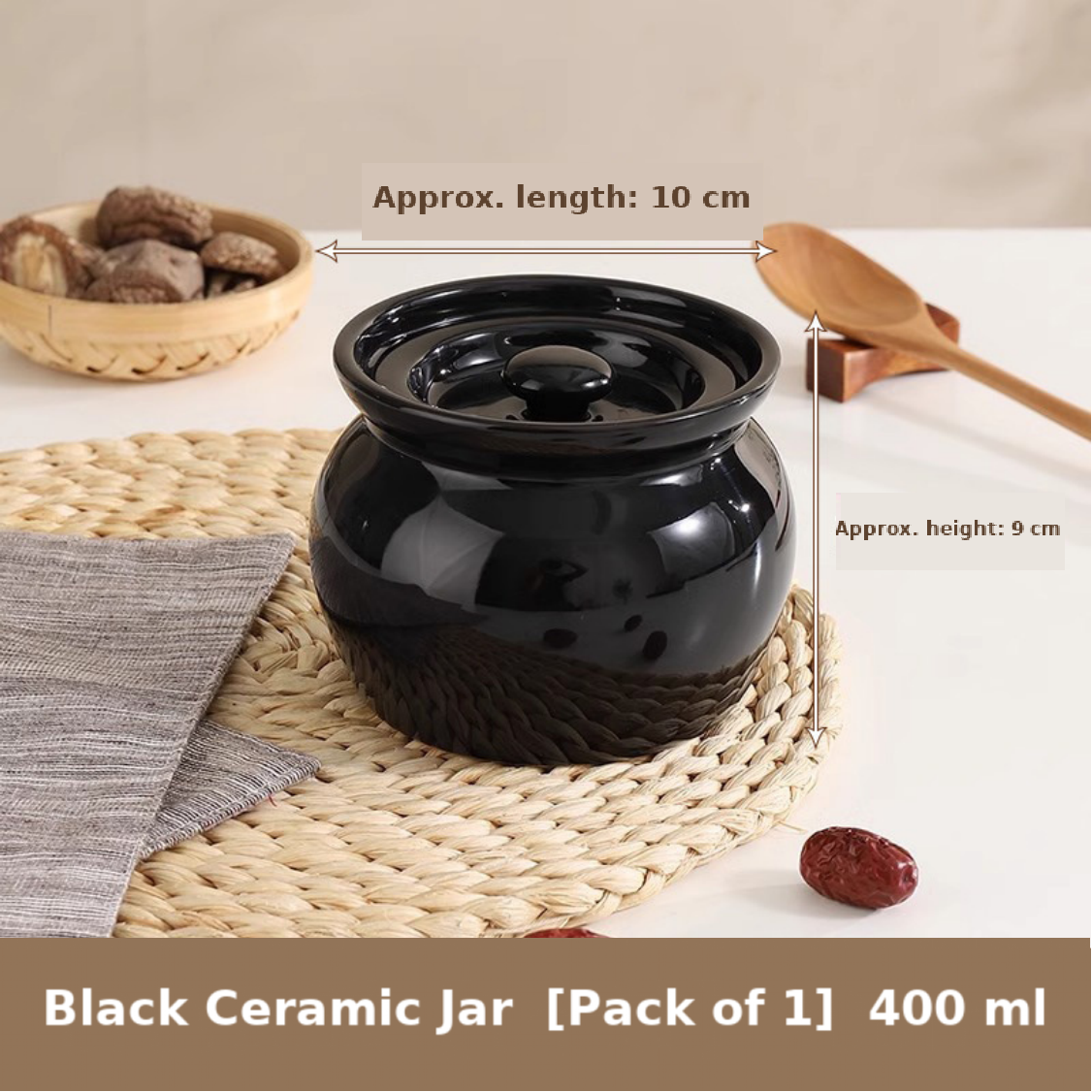 Black Vintage Ceramic Stew Pot with Lid Cookware Set Detail View
