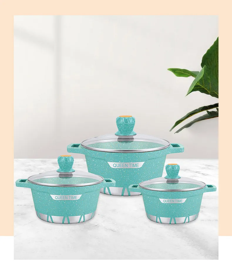 Aluminum Die-Casting Cookware Set Household Soup Pot Wok Kitchen Cooking Pot Set
