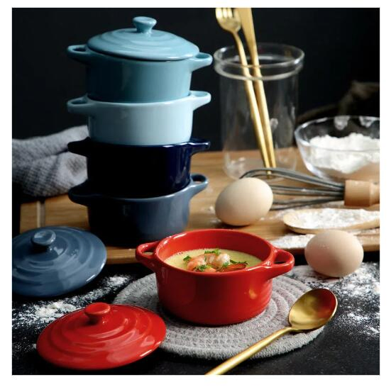 Multi-Function Stoneware Casserole Hot Pot Mini Ceramic Casserole with Lid