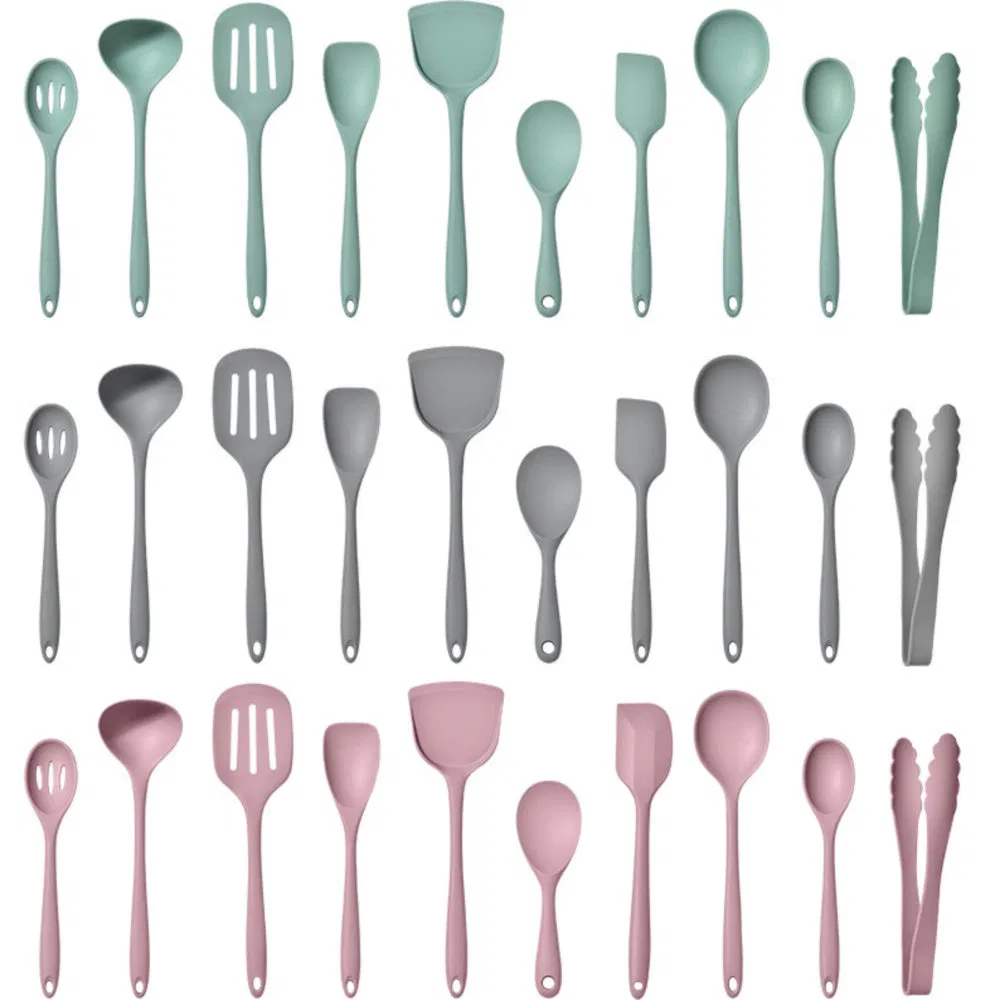 Cookware Kitchenware Factories OEM ODM Custom Non-Damaging to Coating Silicone Cooking Utensils Kitchen Utensil Set