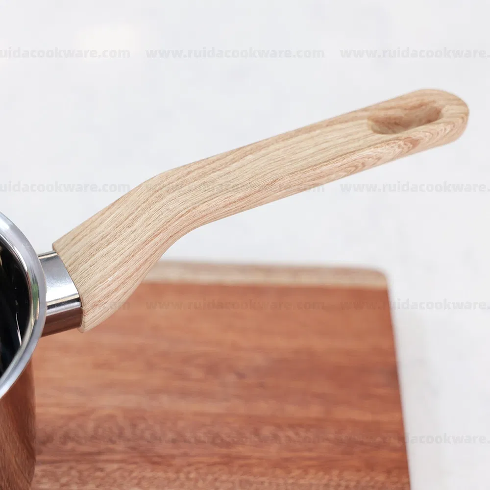 New Design 9PCS Mirror Polishing Wooden Handle Cookware Set