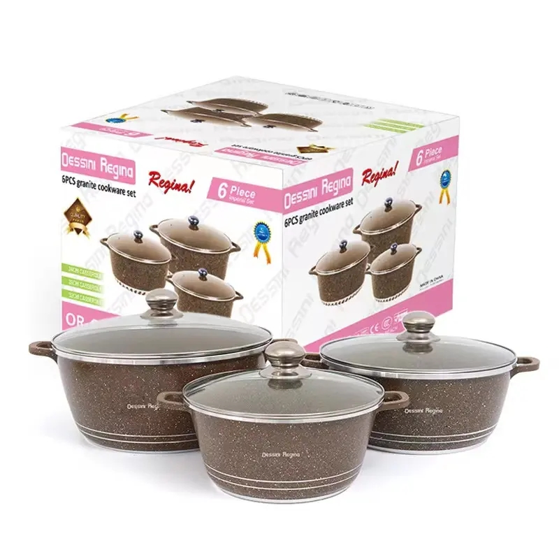 OEM 6PCS Cheap Casserole Non Stick Cook Pot Die-Casting Aluminum Cookware Sets