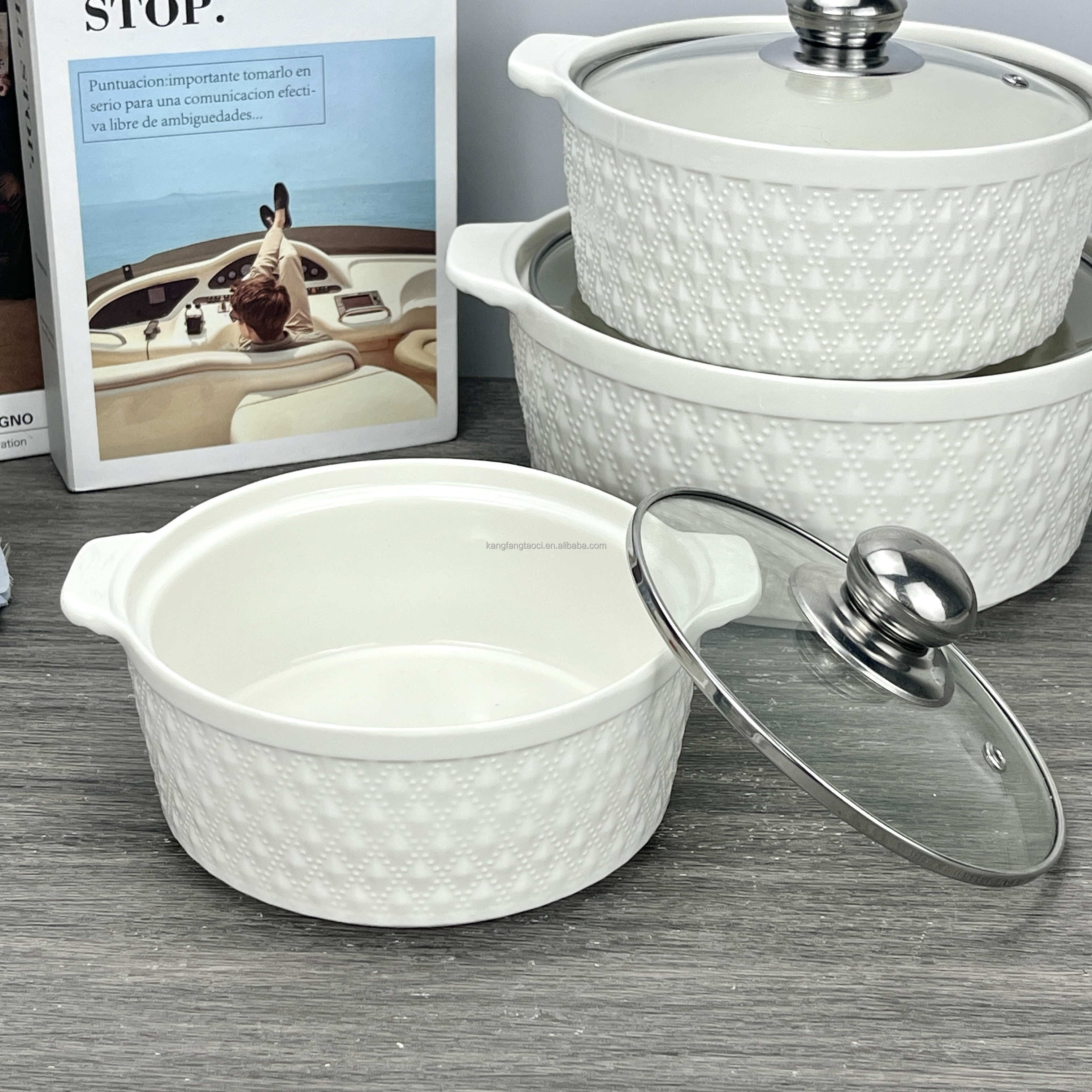 Modern Ceramic Soup &amp; Stock Pot with Lid Factory Direct Kitchen Cookware Sets