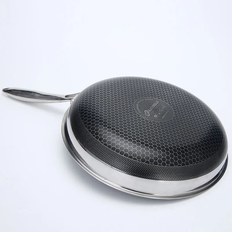Non-Stick Three-Layer Stainless Steel 304 Double-Side Honeycomb Frying Pan with Ceramic Glaze Coating