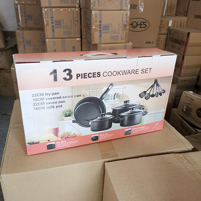 HOUSEWARE Pot Set for Foreign Trade 13 Piece Set Non Stick Soup Stew Pot Frying Pan Multi Piece Set Kitchen