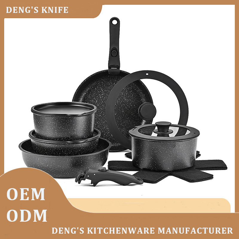 DS-2954B Non-Stick Pots and Pans Set Detachable Handle Cookware Sets Non Toxic Induction RV, Dishwasher/Oven Safe, Easy Clean Kitchen Cooking Set
