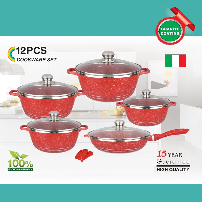Kitchen Nonstick Pots and Pans Set Non-Stick Aluminum Cookware Set with Ceramic Coating Pots and Frying Pans Dishwasher Safe