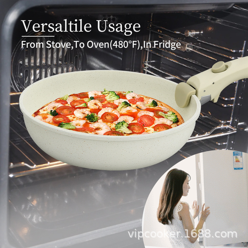 11-Piece New Chinese Style Induction Compatible Detachable Handle Non-Stick Cookware Set 430 Stainless Steel Bottom Silicone
