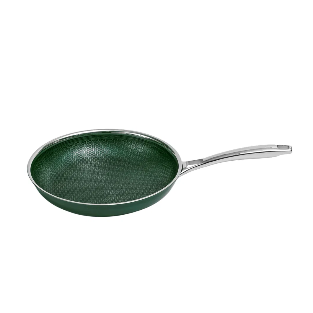 Nonstick Honey Comb Coating Stainless Steel Blackish Green Ceramic Outer Layer 2PCS Cookware Set
