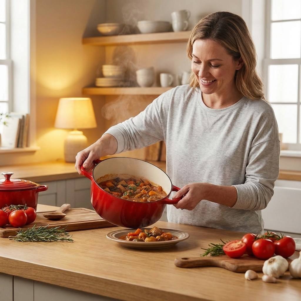 7Pcs Enamel Cast Iron Cookware Set Non Stick Eco Friendly Dutch Oven Saucepan Combo Premium Home Kitchen Cooking Pots Set
