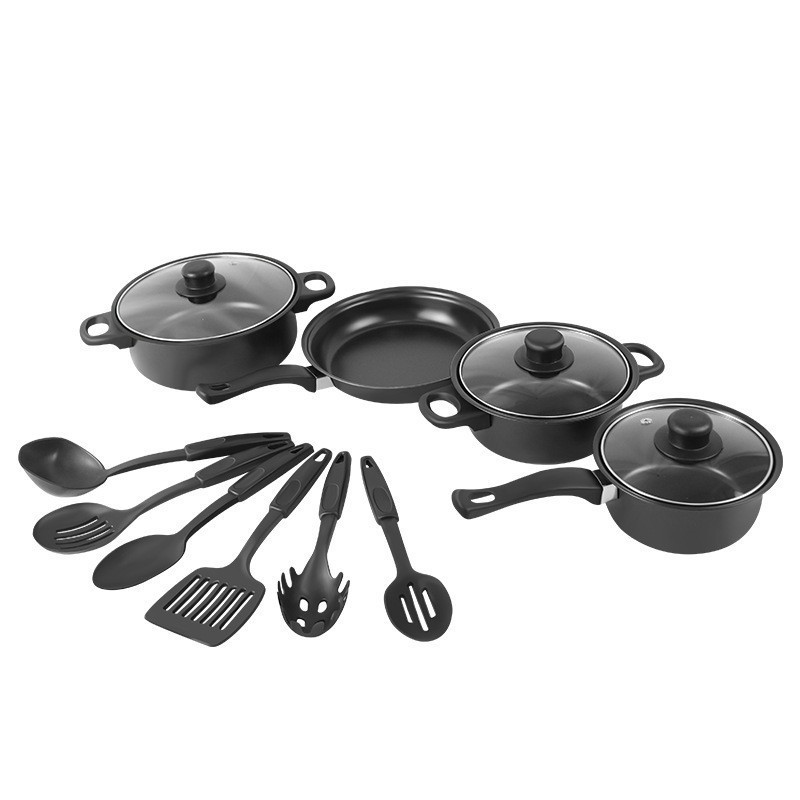 Thirteen Piece Set Cookware Shovel Great Home Use Non Stick Soup Pot Rice Stone Multi Piece Set Non Stick Cast Iron Cooking Pot