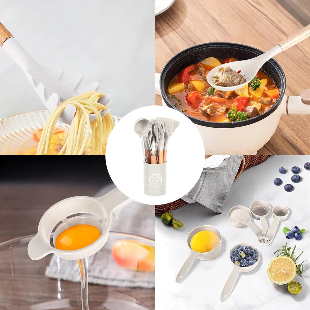 14-Piece Modern Non-Toxic Kitchen Set: Custom Non-Stick Cookware with Wooden Handles
