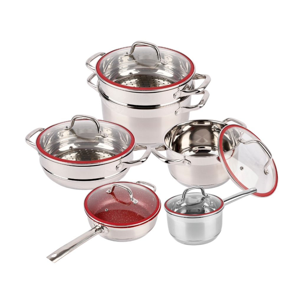 Luxury High Quality 304 Stainless Steel Korean Large Stock Pot Set Camping Kitchen Ware Cookware Set Kitchen
