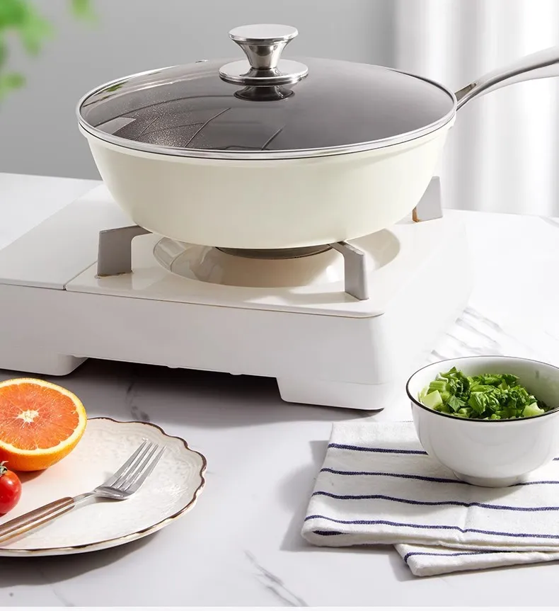 Titanium Alloy Non-Stick Ceramic Frying Pan Flat Steak Pan Induction