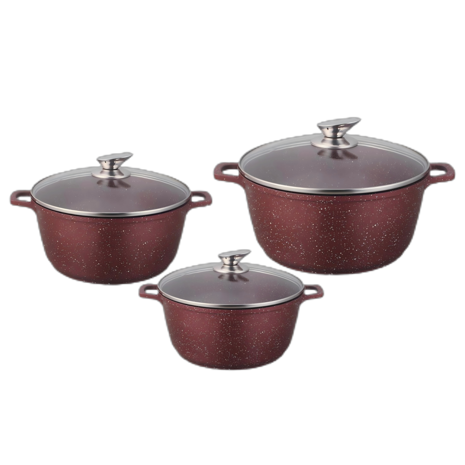 BOREINE 6-Piece Aluminium Cookware Set with Non-Stick PTFE Coating Glass Covers Induction Ready Oven-Safe Durable &amp; Eco-Friendly