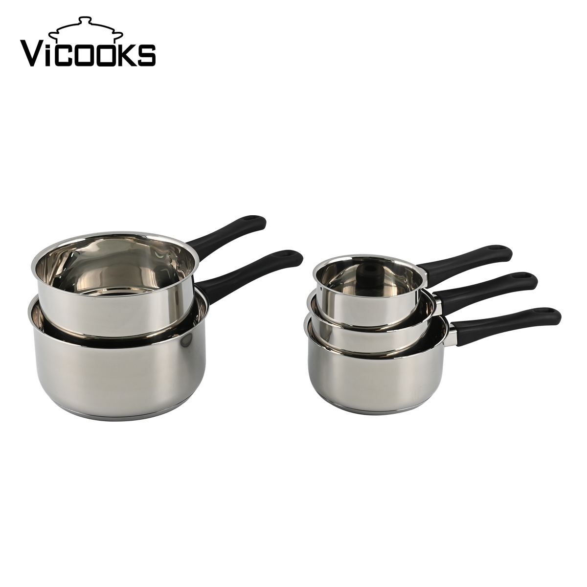 5PCS Stackable Stainless Steel Sauce Pot Set - Nonstick PFOA Free Sauce Pans with Lids, Oven Safe 450&deg;F &amp; Dishwasher Safe