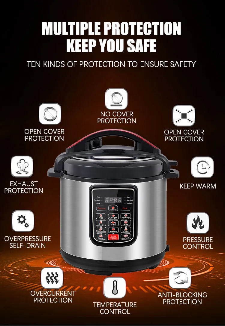 Smart Multi-Functional Electric Pressure Cooker, Factory-Made Home Kitchen Appliance