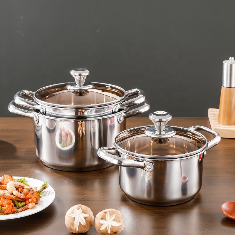 AiMW Professional Electric Stainless Steel Three-Piece Cookware Set with Induction Compatibility for Cooking