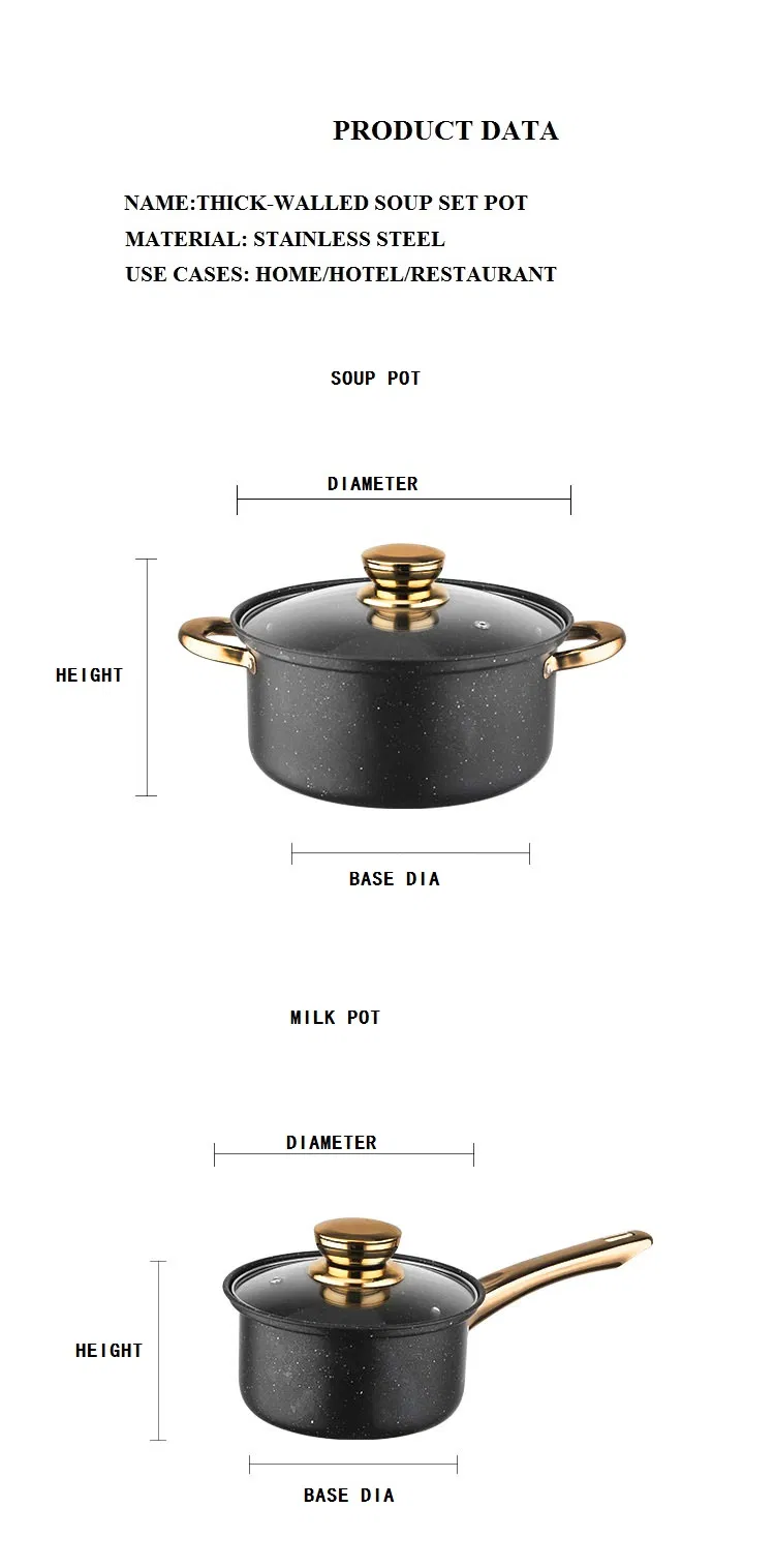 Ceramic Stone Cookware Set Wholesale 8PCS Non-Stick Frying Pans with Golden Handles