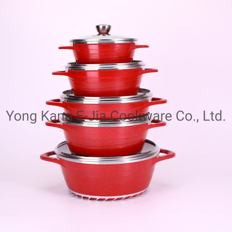 New Design 10 Pieces Set Die Cast Aluminium Casserole Granite Cooking Pot Cookware Sets