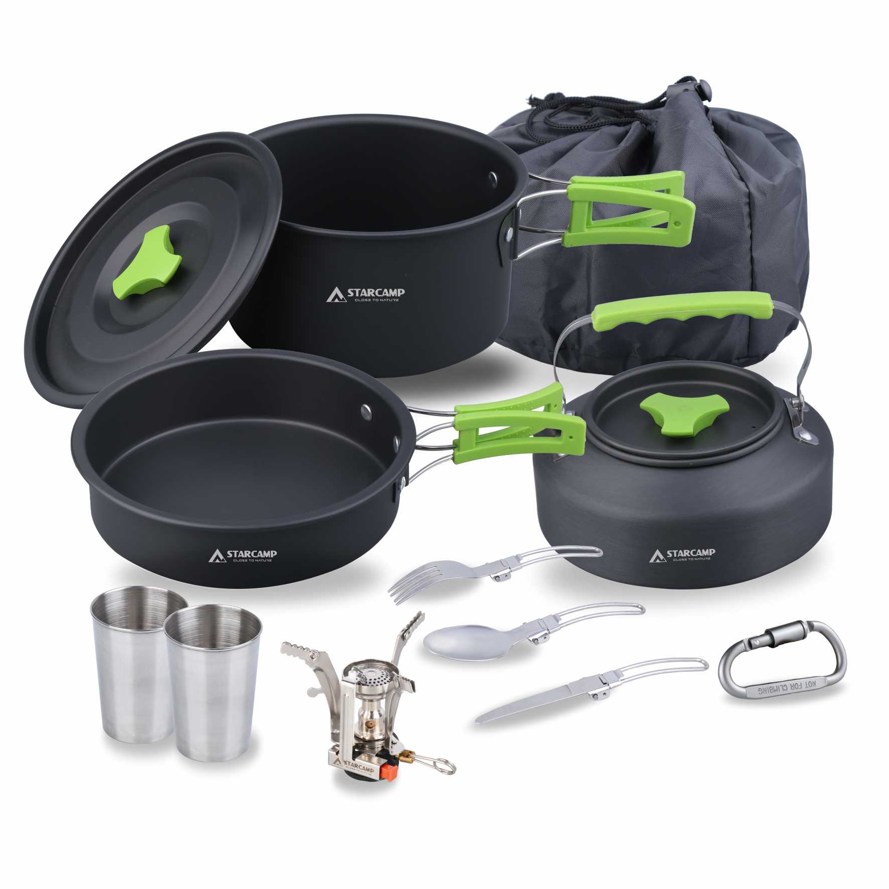 STARCAMP 11 In 1 Aluminium Outdoor Cookware Set 11-Piece Picnic &amp; Camping Tableware Mess Kit &amp; Cutlery For Cooking &amp; Dining