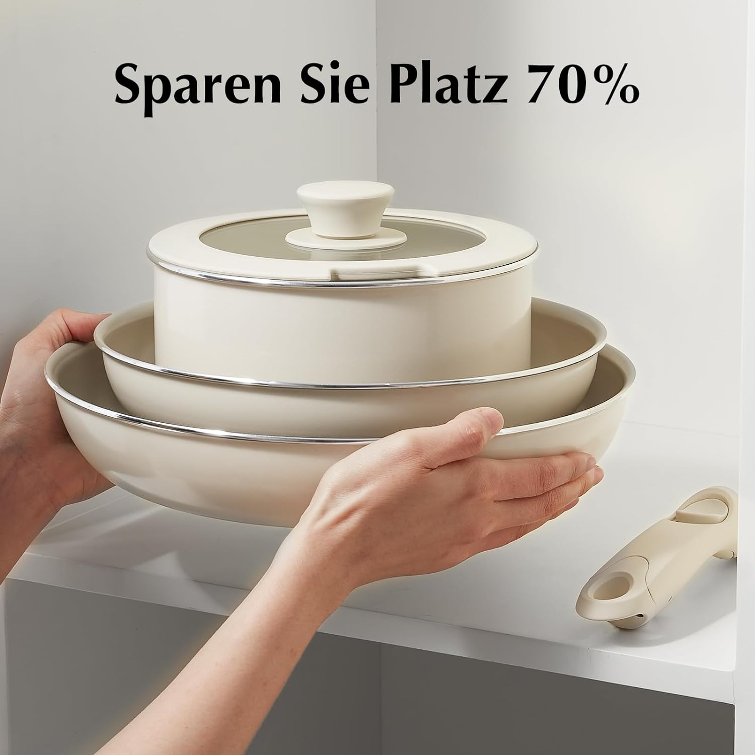 Classic Nonstick Pots and Pans Set Detachable Handle Induction Kitchen Cookware with Removable Handle