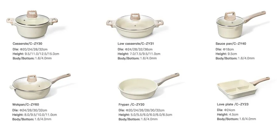 21PCS Granite Beige Die-Cast Aluminum Cookware Set LFGB/FDA Certified