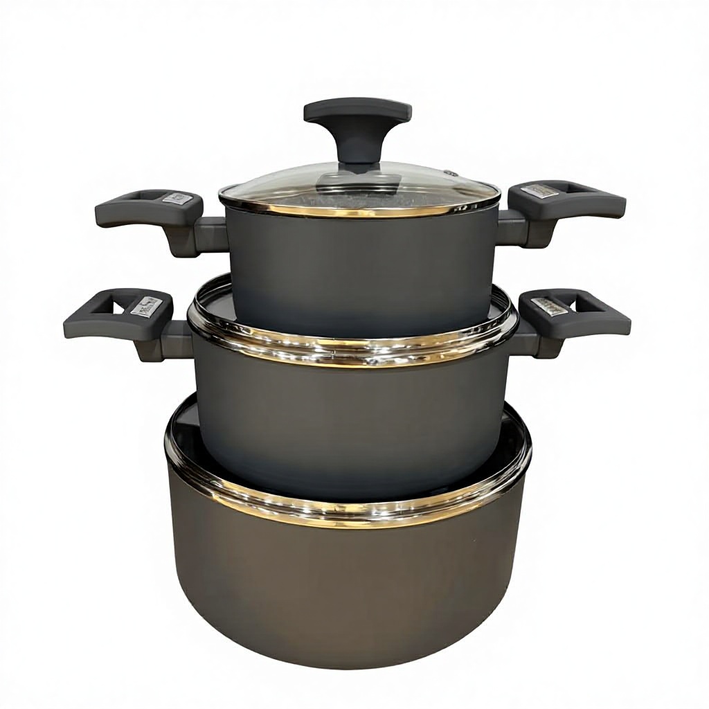 Classic Style Non-Stick Carbon Steel Cookware Set Heat Resistant Soup Pots Dishwasher Safe Stackable &amp; Magically Large Capacity
