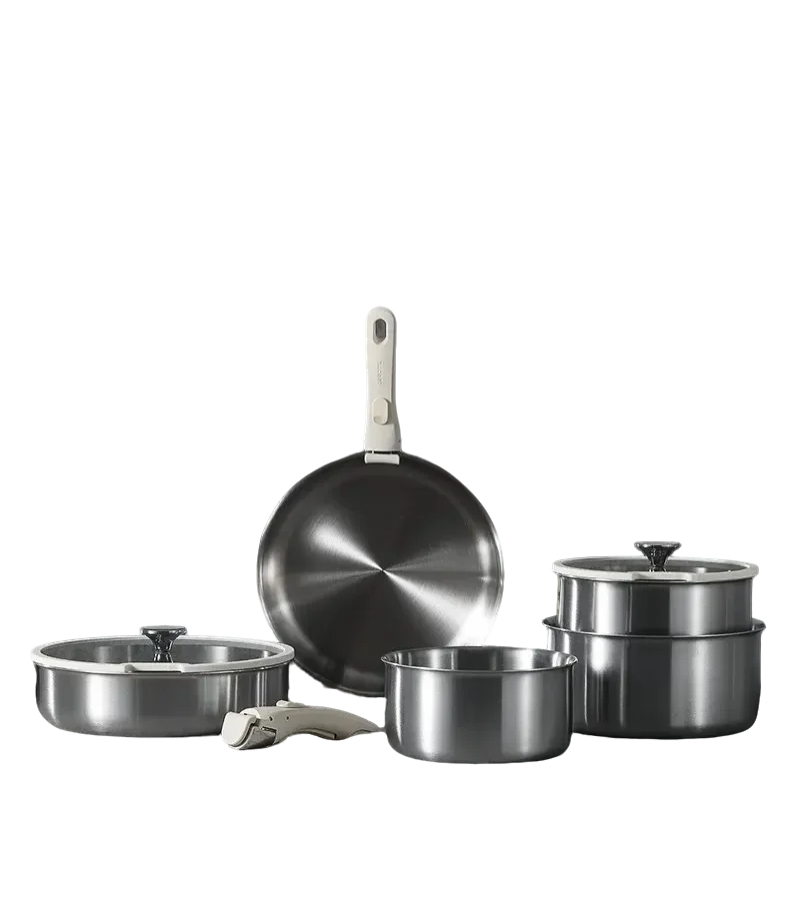 Cookware Manufacture New Design Ceramic Cooking Pan Cookware Set with Detachable Handle